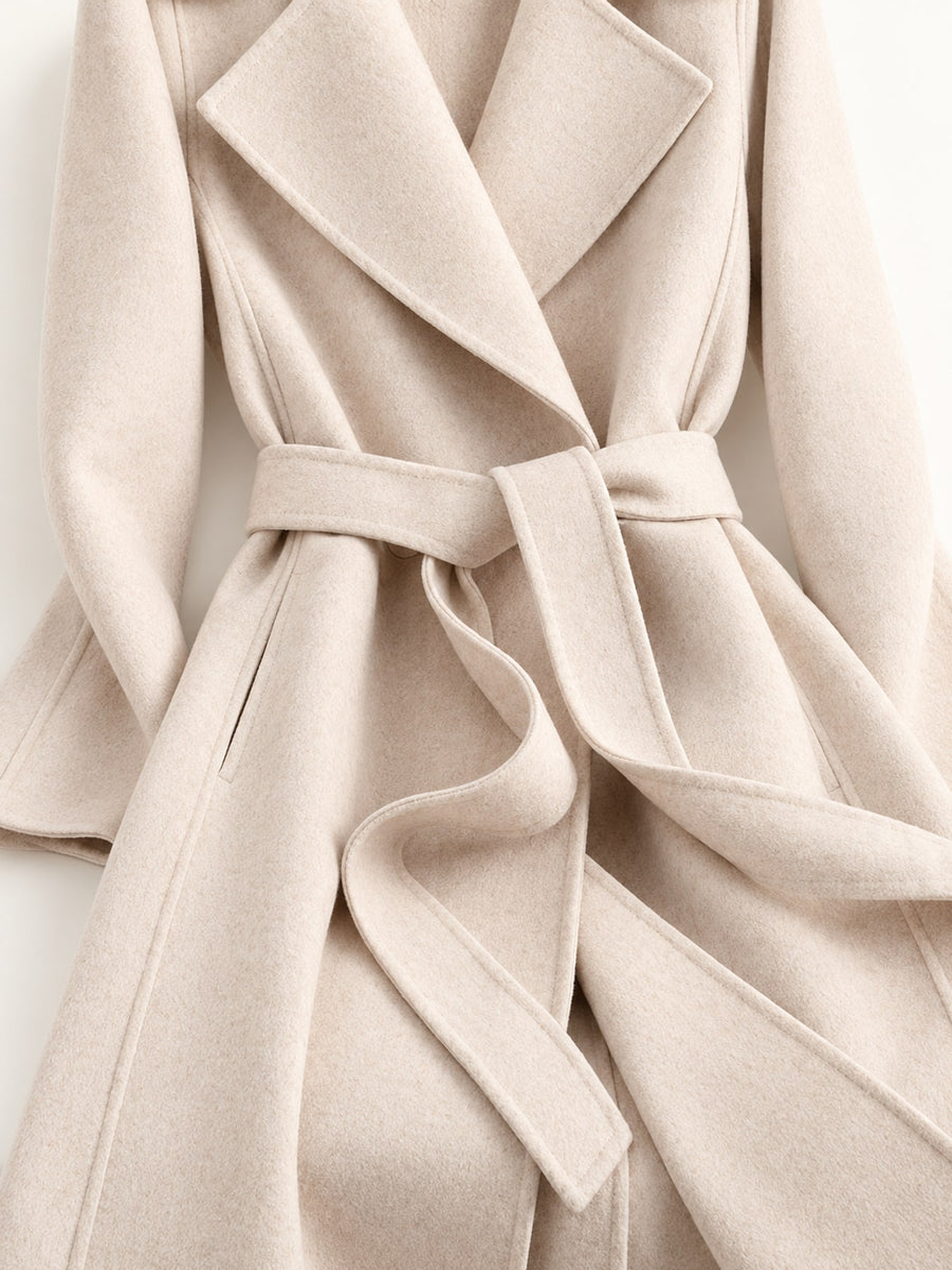 Off White A-line wool coat with notch lapel