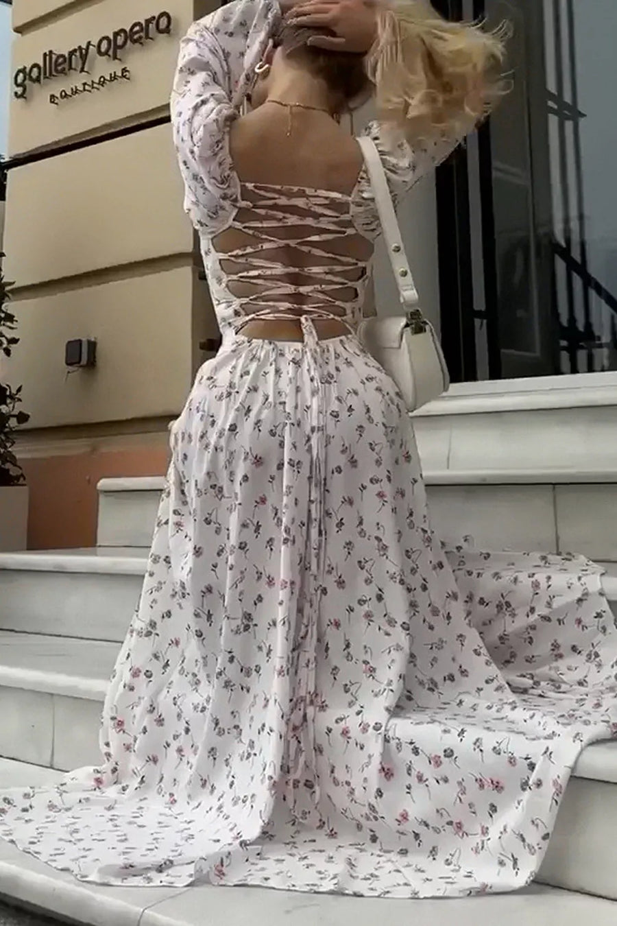 Floral maxi dress featuring slit and ditsy floral