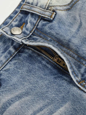Blue with Men S Washed Wide Leg Jeans in Blue