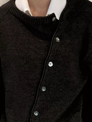 cardigan in Lime with crew neck and long sleeve
