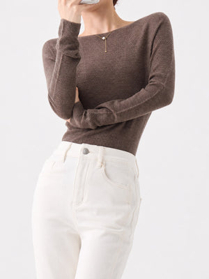 pullover sweater featuring herringbone in White with Sheep wool 100% Care instructions: Machine wash texture