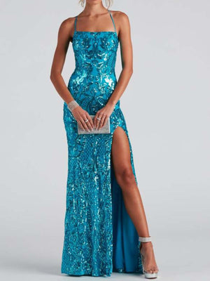 teal blue bodycon dress with geometric and strapless