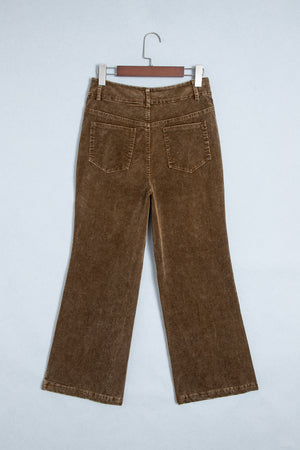 wide-leg pants in Taupe with pocketed and full-length
