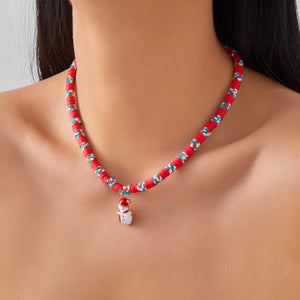 forest green necklace with lobster clasp and striped