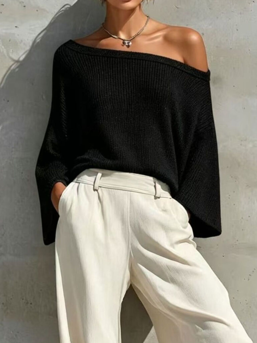 ivory relaxed two-piece set with one-shoulder