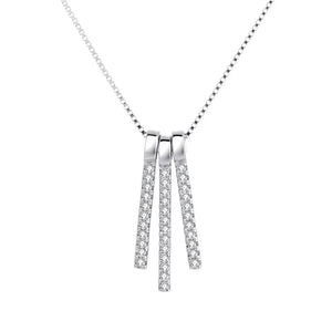 necklace in Silver with geometric and tassel pendant