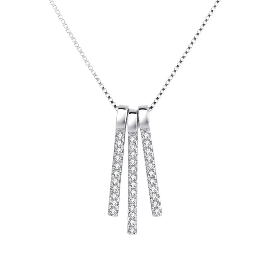 necklace in Silver with geometric and tassel pendant