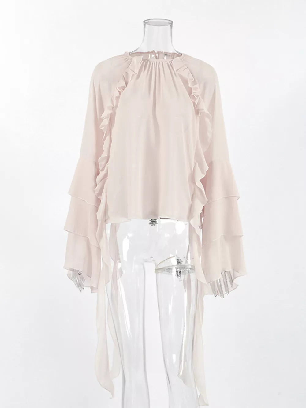 Eggshell loose blouse with round neck