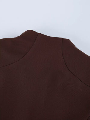 Sleeveless Button-down A-line Mini Dress in dark brown