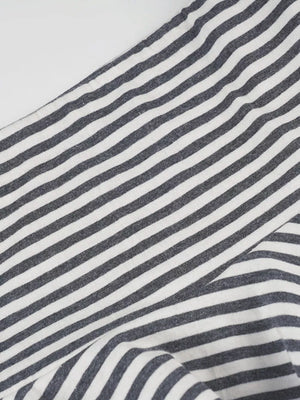 Asymmetrical hem mini skirt in black and white stripes