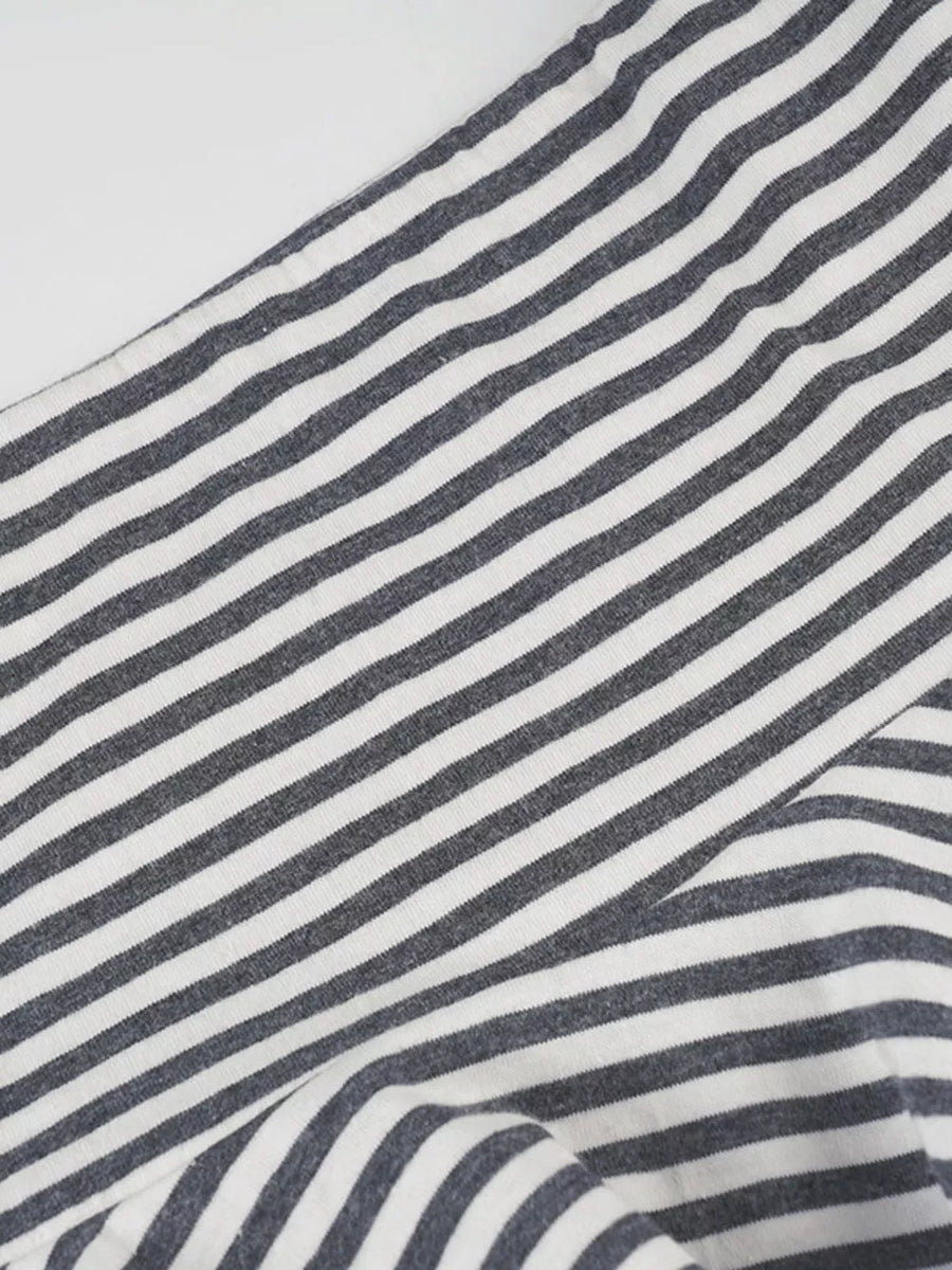 Asymmetrical hem mini skirt in black and white stripes