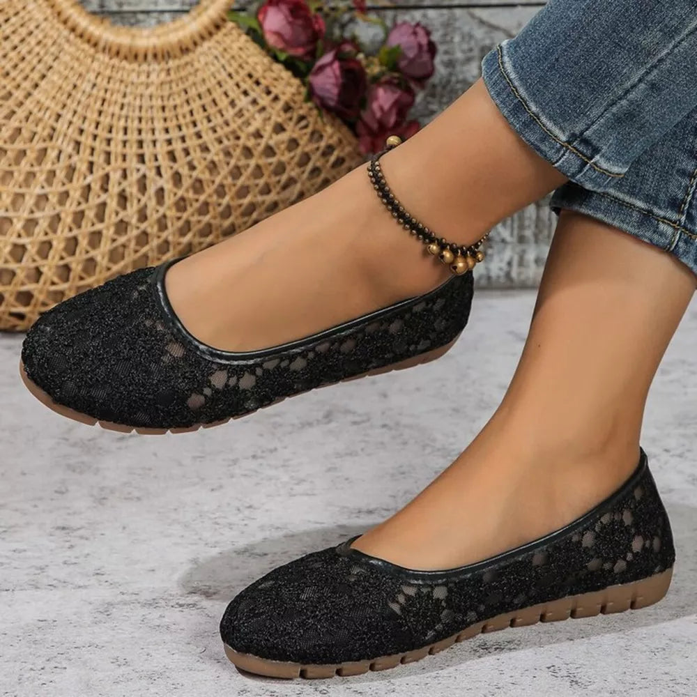 White Round Toe Slip-ons