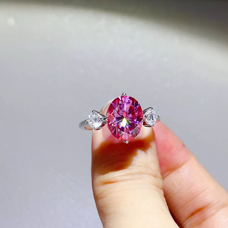 5 Carat Moissanite 925 Sterling Silver Ring in yellow with moissanite stones