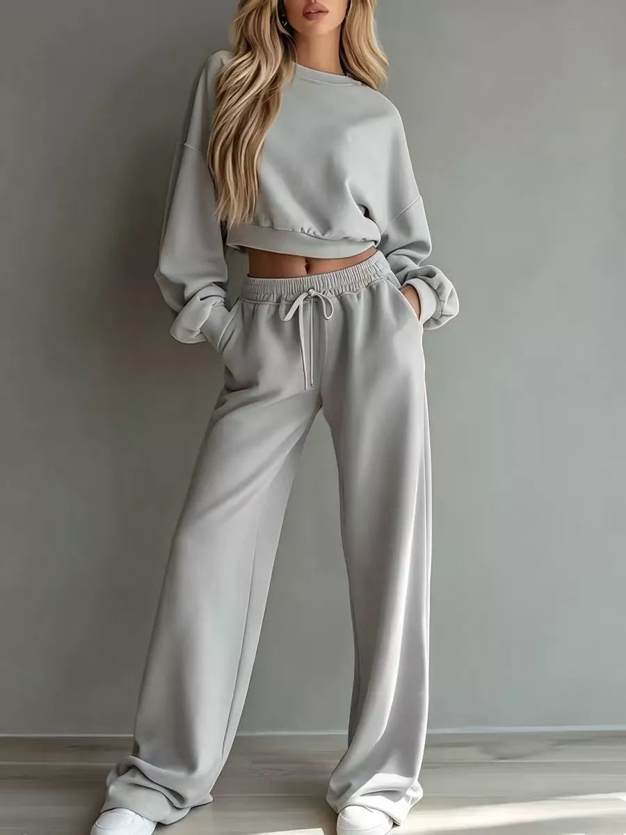 Blue lounge set with pocketed and long sleeve