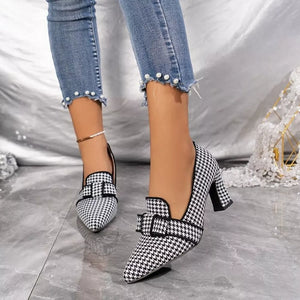 Black Point Toe Block Heel Pumps