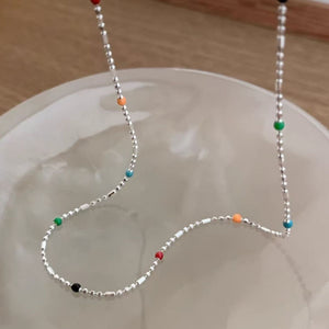 925 Sterling Silver Bead Necklace in silver with beaded