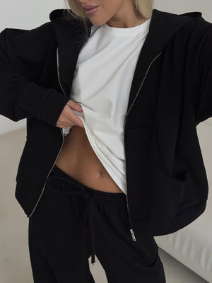 Khaki relaxed lounge set with hooded