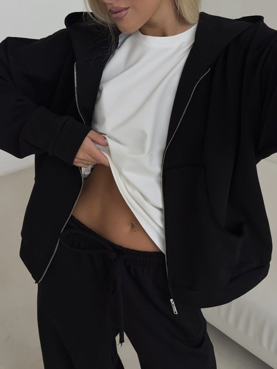 Khaki relaxed lounge set with hooded