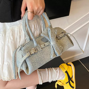Denim Bow Accent Crossbody Bag option 6