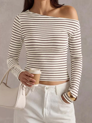 Khaki t-shirt with pullover and striped