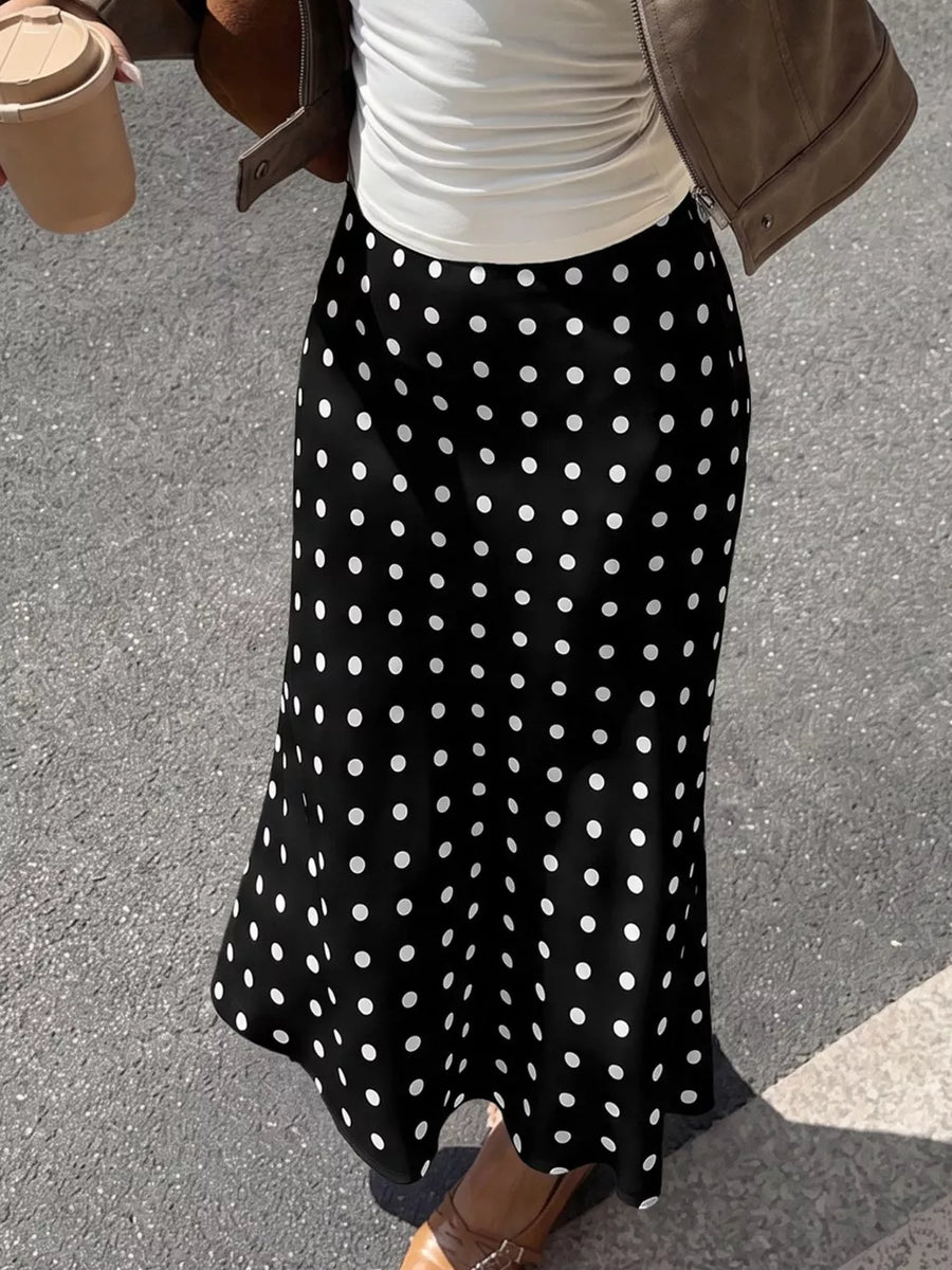 Polka Dot Midi Skirt in Orange-red, view 15