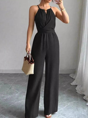 minimalist jumpsuit in Blue with halter