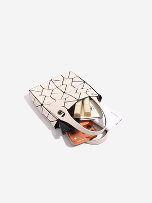 handbag featuring geometric in Gray with PVC Imported Size &amp texture