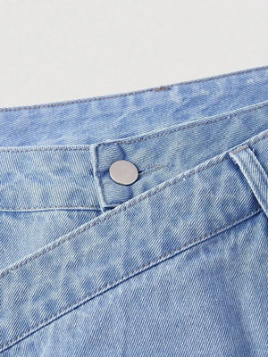 95% polyester, 5% elastane Care instructions: Machine wash cold wide-leg jeans in Blue with flared silhouette