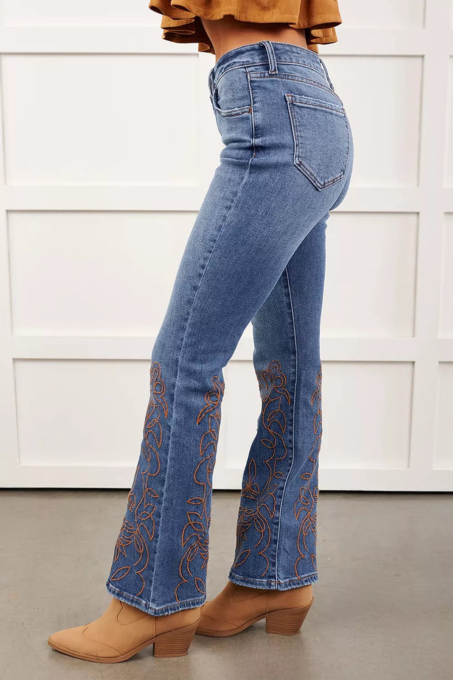 Embroidered Flare Leg Jeans option 6