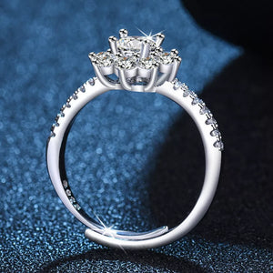 ring in clear with floral and adjustable