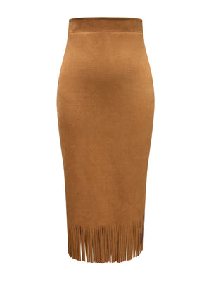 90% polyester, 10% elastane Care instructions: Machine wash cold midi skirt in Dark Gray with straight silhouette