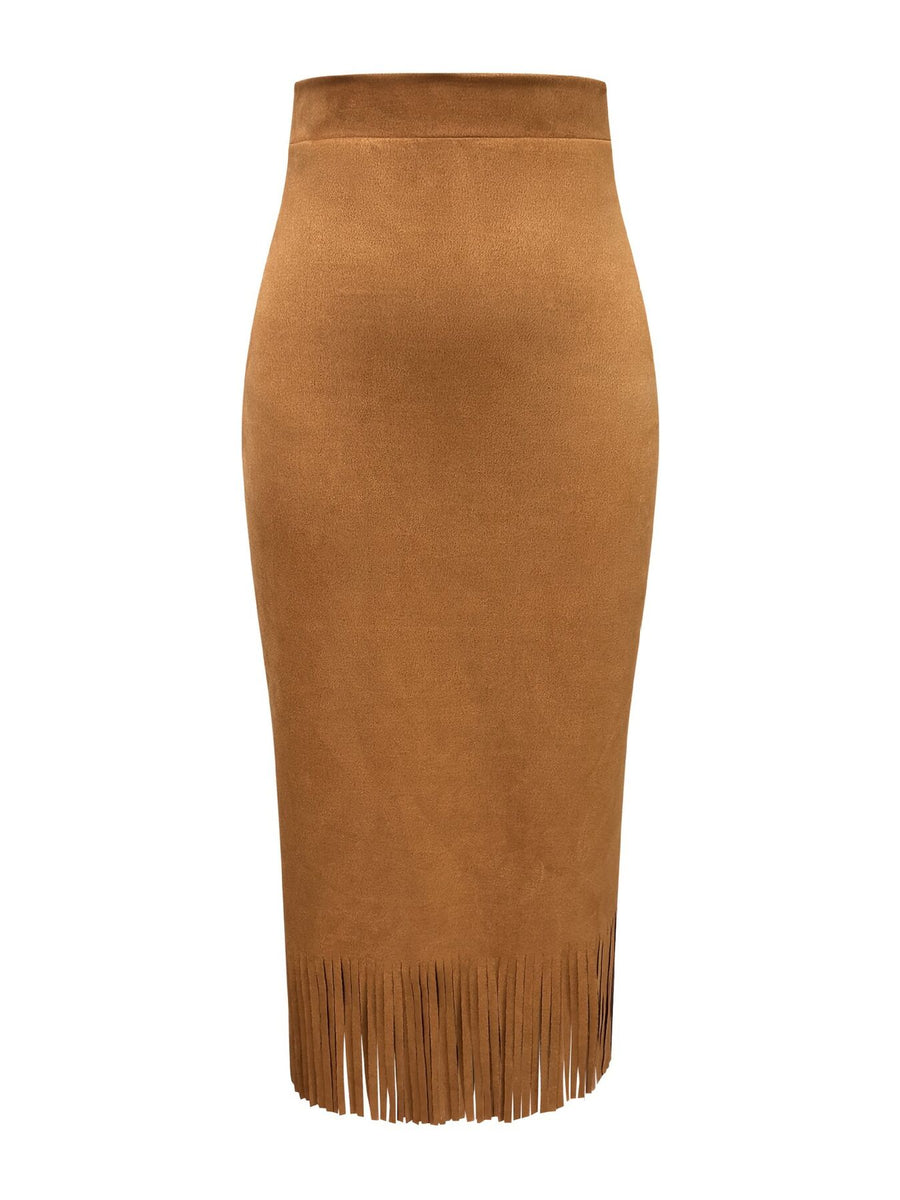 90% polyester, 10% elastane Care instructions: Machine wash cold midi skirt in Dark Gray with straight silhouette