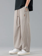 Grey Men's Plus Size Loose Fit Drawstring Casual Pants