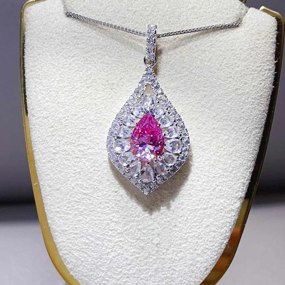 0.5 Carat Sterling Silver Teardrop Moissanite Necklace
