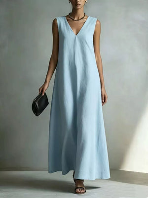 Burgundy Full Size V-neck Sleeveless Maxi Dress