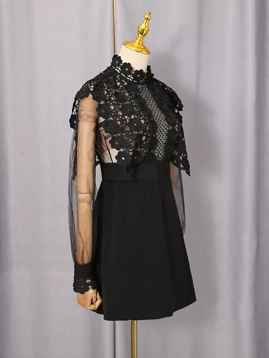 Lace Sheer Sleeve Mini Dress option 8