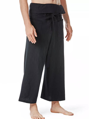 Men's Loose Fit Sweatpants With Tie Waist in Khaki