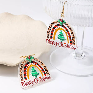 earrings in clear with leopard-print,plaid,striped,graphic-print and dangle