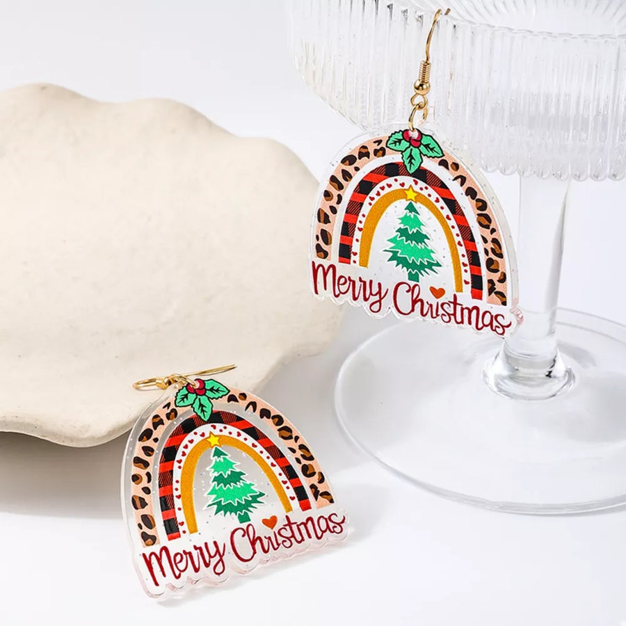 earrings in clear with leopard-print,plaid,striped,graphic-print and dangle