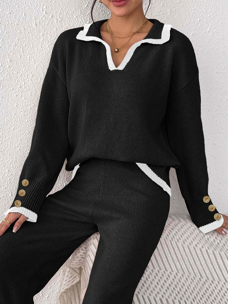 preppy pullover sweater in Eggshell with collared