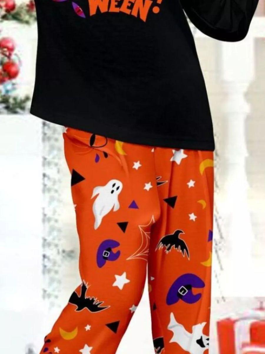 orange relaxed pajama set with crew neck
