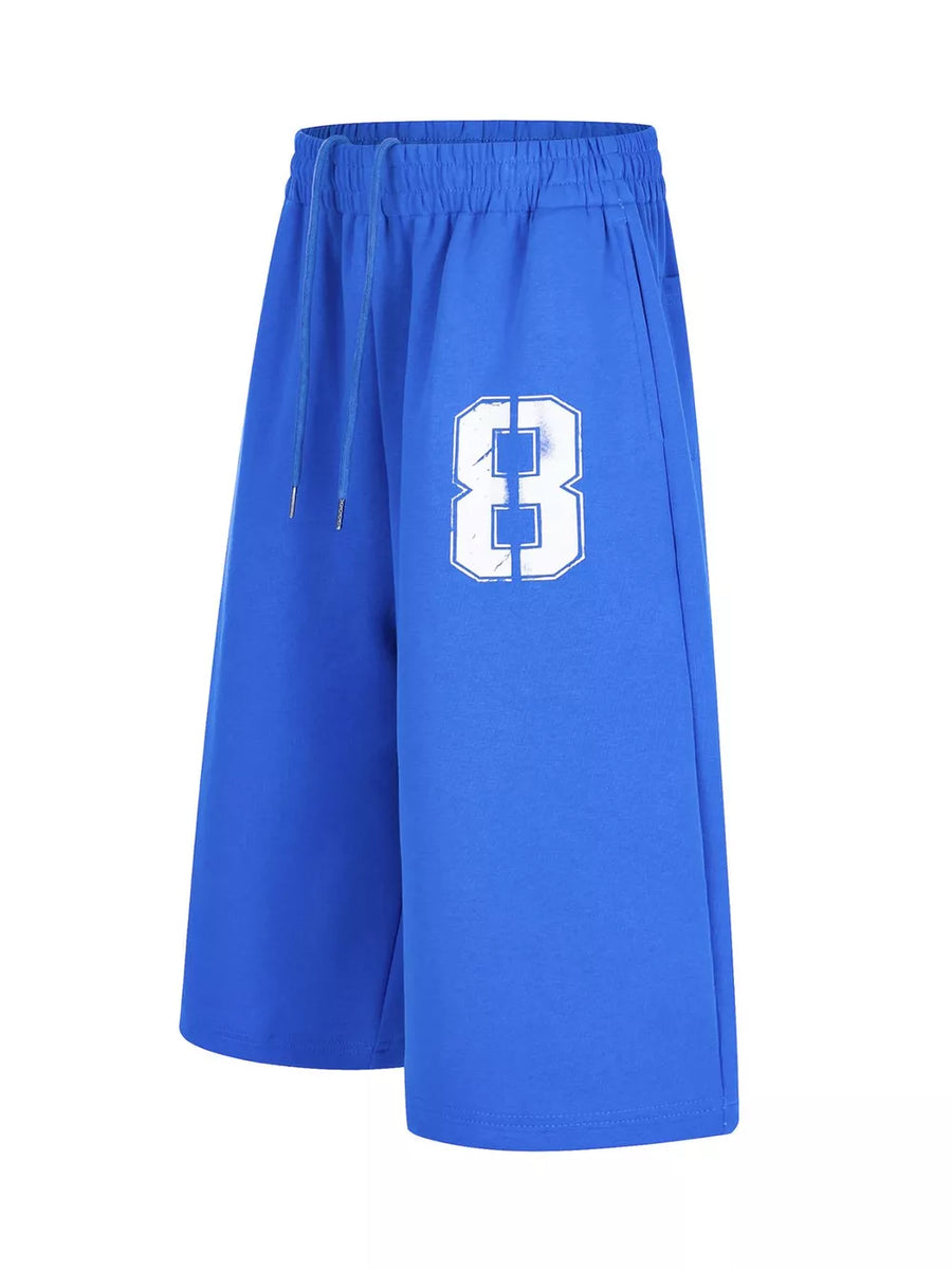 Black Men's Number 8 Wide Leg Capris