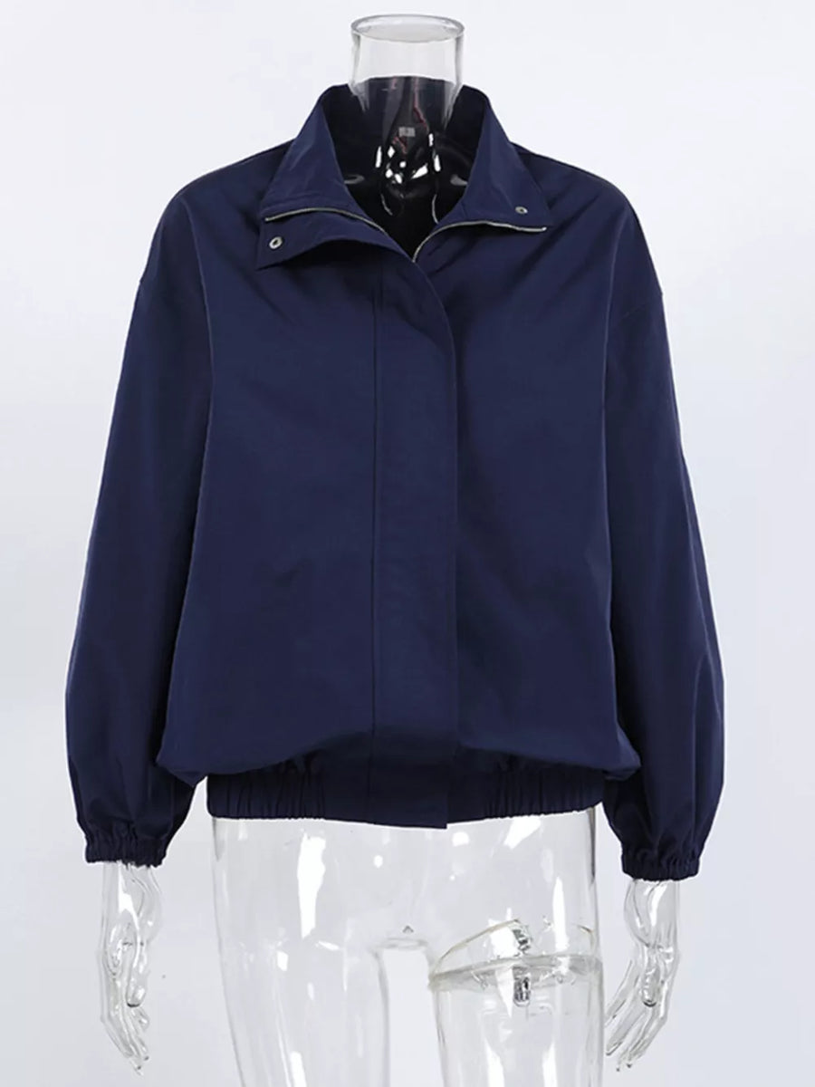 athleisure windbreaker in Red with mock neck