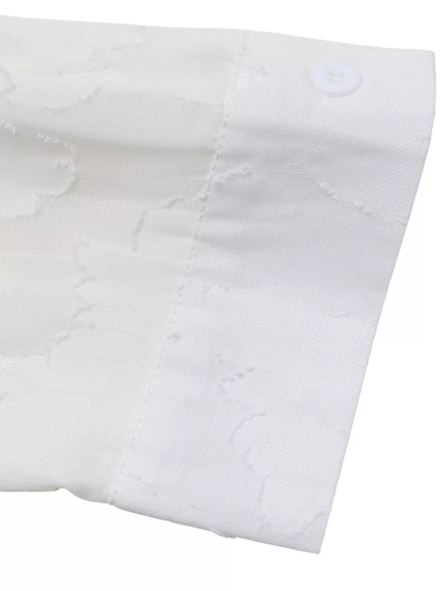 white regular button-down shirt with collared