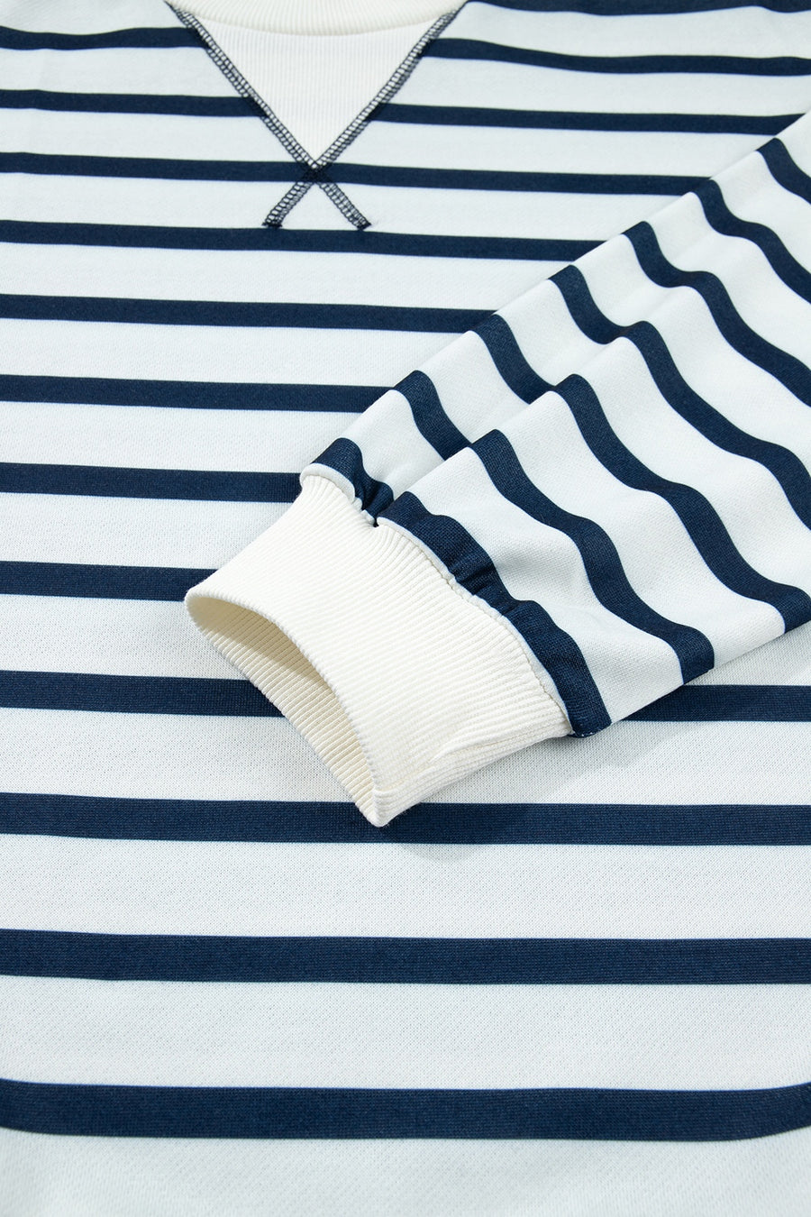 navy blue lounge set with pullover and striped