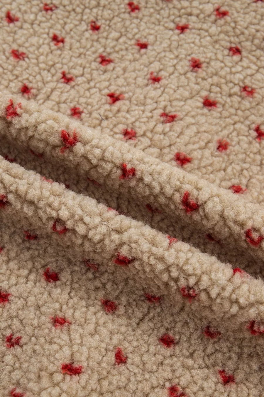 Heart Pattern Fleece Colorblock Collar Sweatshirt in Camel, view 11