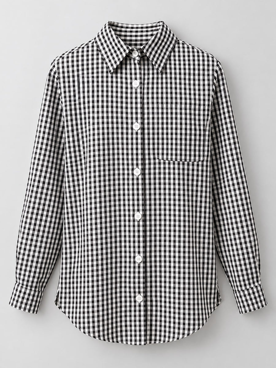 Plus Size Plaid Button-Down Shirt in Black