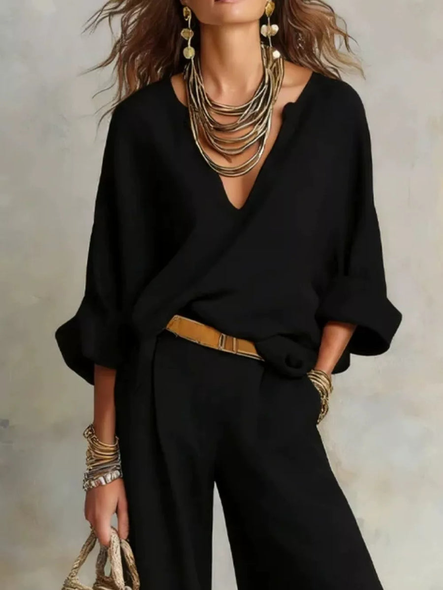 bohemian lounge set in Yellow with v-neck
