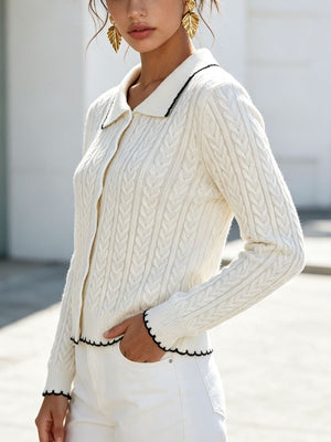 Navy Blue regular cardigan with collared
