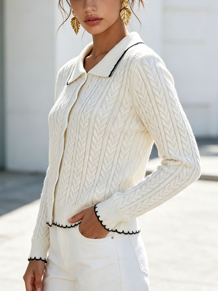 Navy Blue regular cardigan with collared